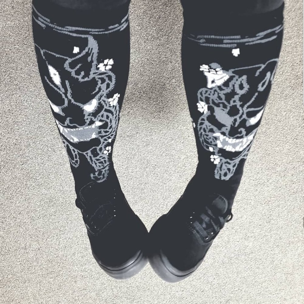iron yokai knee high oni socks